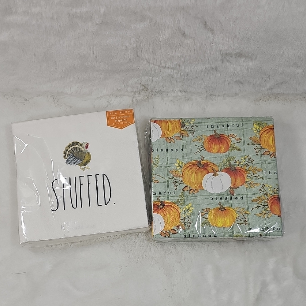 Thanksgiving Napkins 40 Rae Dunn Stuffed Luncheon Napkins & 50 Fall Napkins